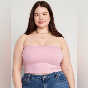 Old Navy Straight Neckline Pink Crop Tube Top 3X